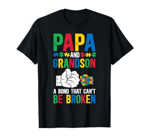 Proud Autism Papa And Grandson Autism Warrior Papa Grandpa T-Shirt