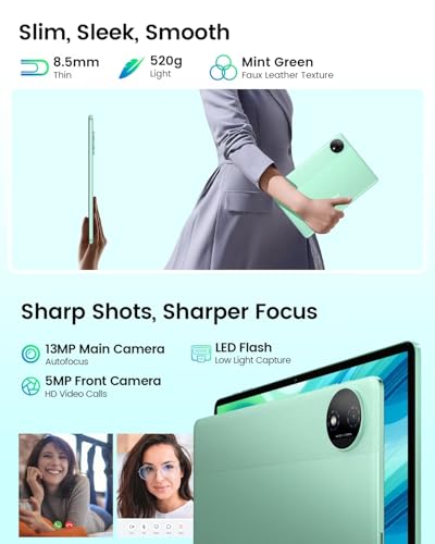 Image of ODEA Tablet 11 Inch, A11 Android Tablets with Octa-Core Processor, 12GB RAM 128GB ROM(1TB Expand), 7000mAh, Widevine L1, Face ID, IPS Touchscreen, 5G WiFi, 13+5MP, GPS