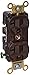 KELLEMS HBL5352 3 Wire, 2 Pole, 20 AMP, Brown, Duplex, Straight Blade, 125V, Receptacle
