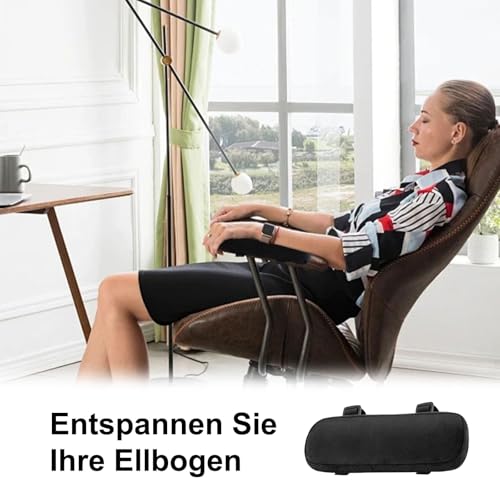 CAAGGMM Armlehnen Pads, 2 Stück Stuhl Armlehne Kissen, Armlehnen Polster Ergonomische, Bürostuhl Armlehne Handschuhe, für Schreibtischstuhl Gaming Stuhl, Rollstuhl, Schwarz