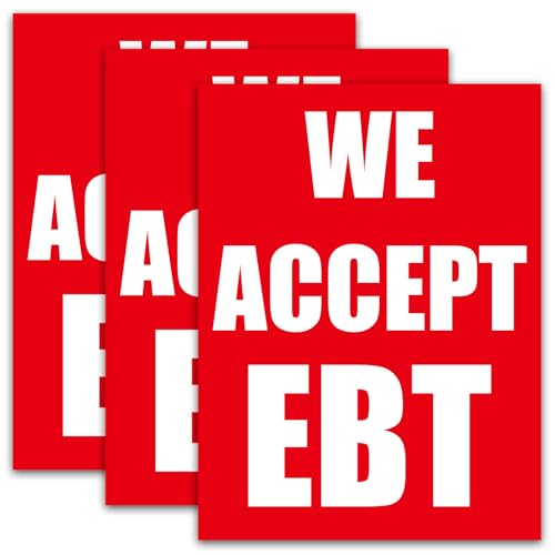 FunooFuno 3 Pack We Accept EBT Stickers Sign, 18" x 24" by FunooFuno - Used condition - US$22.01