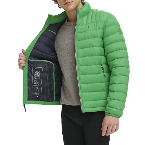 Image of Tommy Hilfiger Mens Embroidered Logo Puffer Jacket