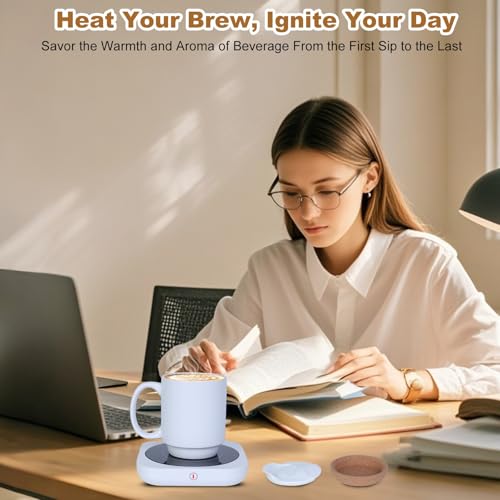 Coffee Mug Warmer & Mug Set for Desk, Electric Coffee Cup Warmer with Ceramic Mug, Smart Heated Coffee Mug with Auto Shut Off for Office/Home, Christmas/Birthday/Coffee Gifts for Men & Women,White by Felibeaco - Image 5