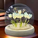 Alicacho Handmade Tulip Night Light – Decorative Flower Lamp for Cozy Atmosphere, Cute Artificial Floral Lighting for Home Decor-Blue