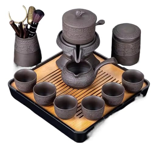 Juego de té de arena púrpura automático con ramas enredadas para kung fu