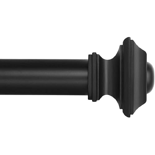 Ivilon Drapery Treatment Window Curtain Rod - Square Design 1 1/8 Rod. 28 to 48 Inch. Black