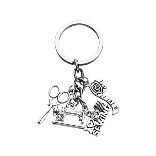 Chaveiro de costura Amosfun para máquina de costura, tesoura, régua, joia para presente para alfaiate e aposentadoria