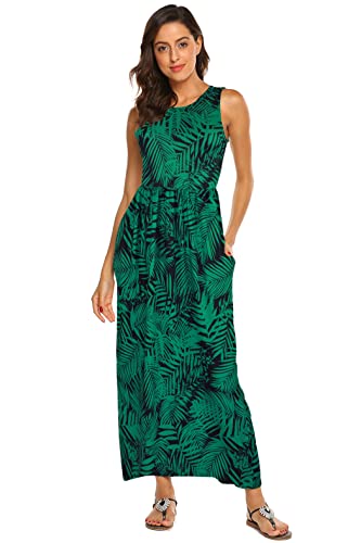 Image of Hount Women's Summer Sleeveless Striped Flowy Casual Long Maxi Dress with Pockets