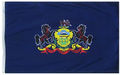 Annin Flagmakers Model 144660 Pennsylvania State Flag 3x5 ft. Nylon SolarGuard Nyl-Glo 100% Made in USA to Official State Design