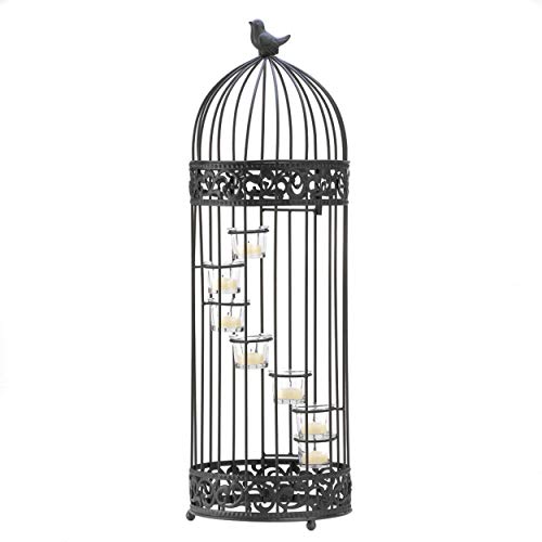 Koehler Home Decor Gift Accent Glass Birdcage Staircase Metal Tealight Candle Holder Stand #TOP2