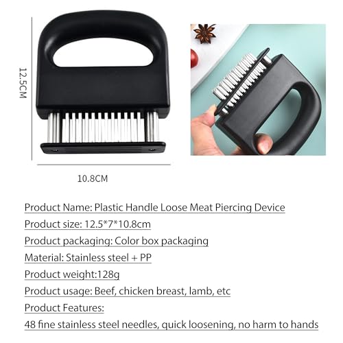 Stainless Steel Meat Tenderizer Tool with 48 Sharp Needle Blades — Efficient 48-Pin Steak Tenderizer for Beef, Pork, Chicken, Turkey, and Fish with Ergonomic Non-Slip Handle - Image 7