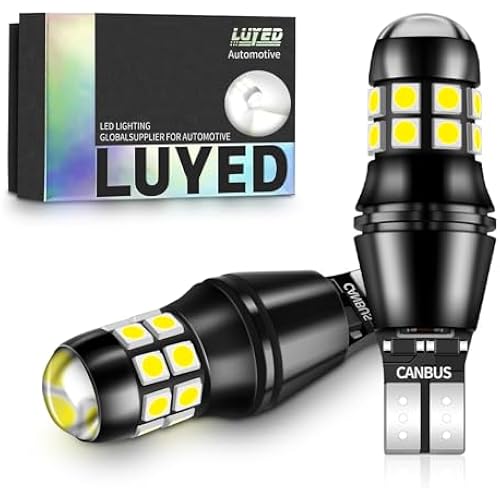 912 921 LED Bulbs Reverse Lights Xenon White 2200 Lumens Extremely Bright Canbus Error Free W16W T15 906 3030 20-EX Chipsets with Lens for Tail Backup Lights, Pack of 2