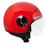 SKA-P WOLLI Casco demi jet, Uomo, M (57cm), Rosso