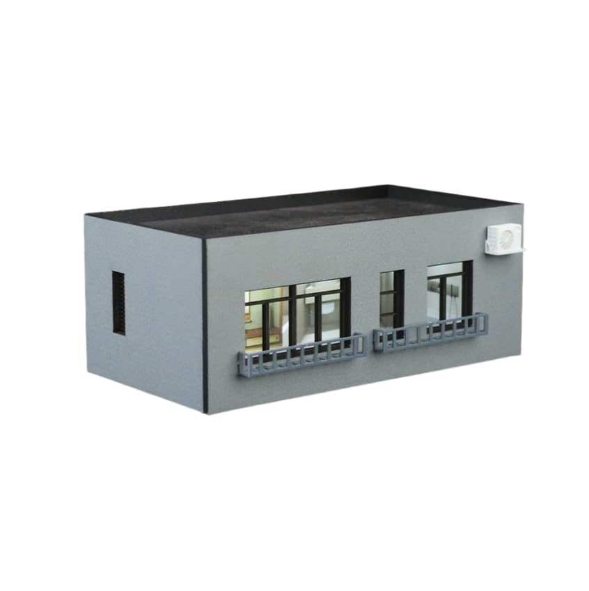 1:64 LED Building Block Scene Simulation Model, Diorama Stackable Residential Building Model Scene, Illuminated Car Model Collection for Office Or Living Room, Ideal Toy (D)