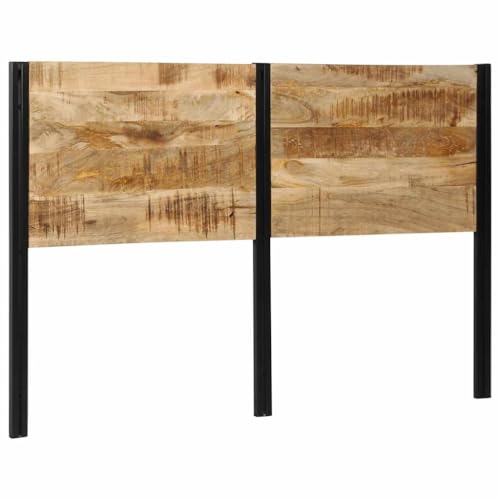 Tête de lit vidaXL 160 cm en bois massif de manguier et fer, tête de lit double, sur pied, couleur brun