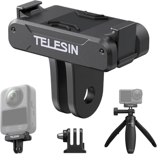 Image of TELESIN Magnetic Quick Release Adapter Mount compatiable for DJI Osmo Action Cameras, Triple Claw Base with 1 /4 inch Screw Hole, Selfie Stick Tripod Bracket