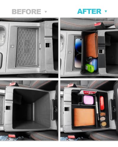 Image of CDEFG 2Pcs for 2022-2026 Nissan Frontier Center Console Organizer Tray | for 2022-2025 2026 Nissan Frontier (S /SV /Pro-X /Pro-4X /SL) Accessories Middle Console Tray & Armrest Hanging Storage Box