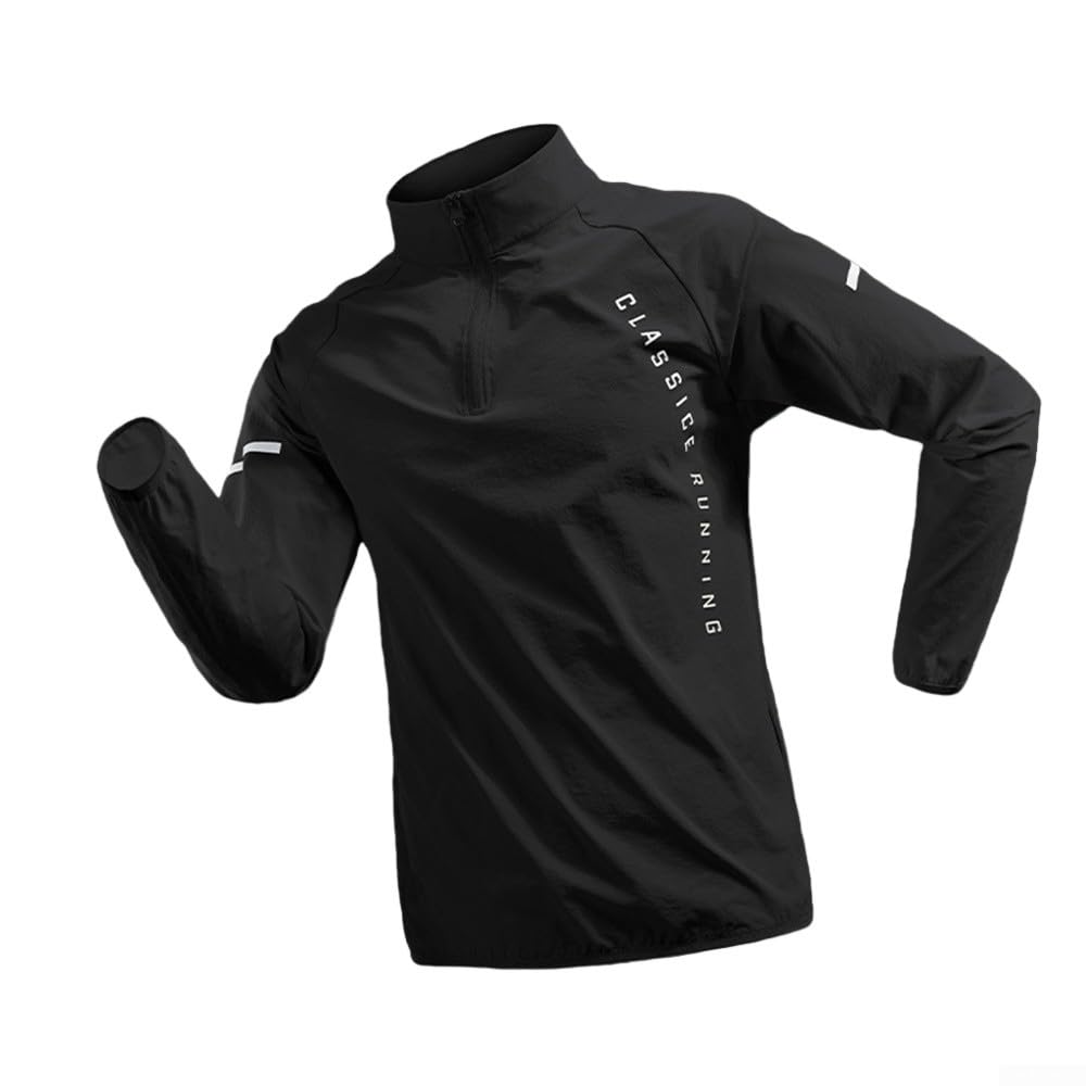 Haut en soie glacée pour homme, demi-fermeture éclair, séchage rapide, coupe-vent, pour le sport, la course à pied, le fitness, l'entraînement