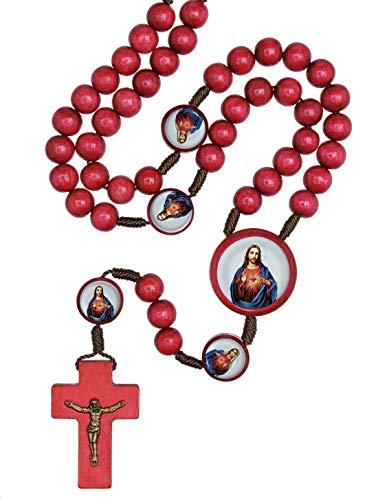 Chapelet Notre Père perles en bois colorées pour rosaire et méditation chrétienne