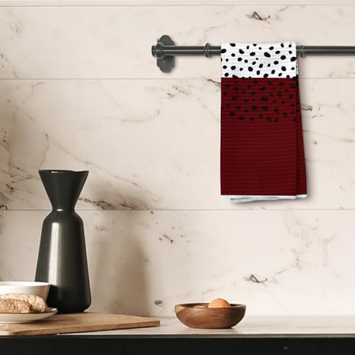 Tzhim MK072 Polka Dot Kitchen Towels, Boho Kitchen Towels, Black And Red Dot Hand Towels, Mid Century Bohemian Dish Towels Dishcloths Tea Towels thumb #3
