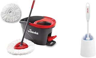 Vileda EasyWring Microfibre Spin Mop & Bucket Floor Cleaning System (EasyWring System + 1 Refill) & 148221 Deluxe Toilet Brush