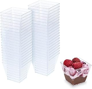 STACKABLES ~ Pack of 40 Small Dessert Cups ~ 59ml Mini Desserts Cup Cubes ~ Multi-Use Appetizer Bowl ~ Reusable Party Pudding Cup Set
