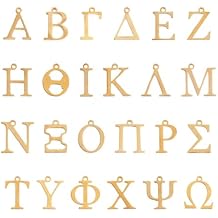 Greek Letter Stainless Steel Charms Greek Alphabet Metal Alphabet Assorted Bulk Lots Letter Charms Pendant for Jewelry Crafts Making