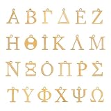 Spritewelry 24pcs Greek Letters Charms Stainless Steel Ancient Greek Alphabet Charms Old Initial Letter A-Z Pendant for Wine Glass Bracelet Earring Necklace Jewelry Making DIY Crafting