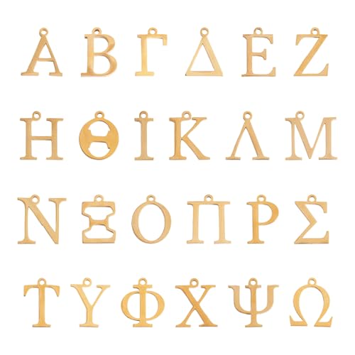 Breloques alphabet grec en acier inoxydable pour création de bijoux DIY