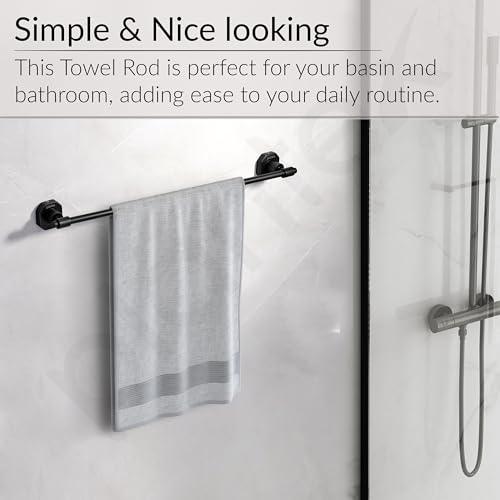 Image of Plantex 304 Grade Stainless Steel Towel Rod /Towel Rack for Bathroom /Towel Bar /Hanger /Stand /Bathroom Accessories - Nipron (24 Inch - Black)
