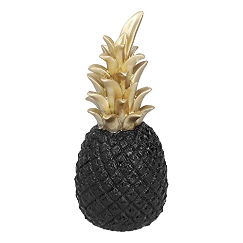 Artificial Pineapple, 7.9in Resin Pineapple Statue Pineapple Figurine Statue Desktop Decorations Fake Fruit Model Decorative Tabletop Figurine Ornament Artificial Fruits Photo Prop DIY Decor(Black)