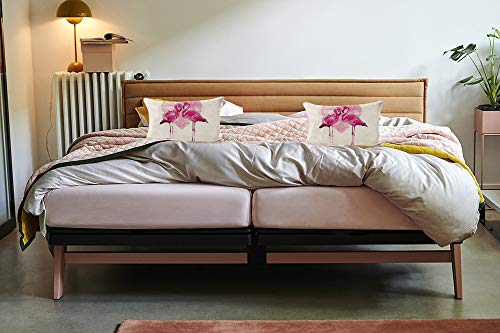 Swono Flamingo Throw Pillow Cover Watercolor Flamingos In Love Pink Cotton Linen Decorative Rectangular Pillowcase For Sofa And Bed Couch 12"X20" #TOP2