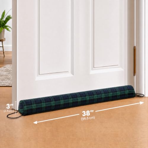 Image of Sunolga Door Draft Stopper, Removable Washable Cover, 38 inch, Blue & Green