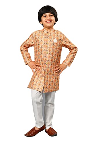 Image of AHHAAAA Kids Ethnic Silk Blend Indo-Western Sherwani Set For Boys 492MF