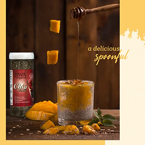 Image of JIWA healthy by nature Organic Chia Seeds|Raw & Unroasted Seeds For Eating|Superfood|Rich In Omega 3, Antioxidants & Fiber|Indian Origin|Certified Organic & Gluten Free|250 G