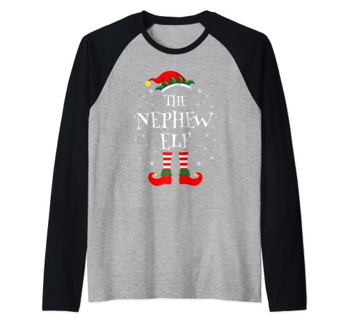 The Nephew Elf Christmas Family Matching Group Xmas Funny Maglia con Maniche Raglan