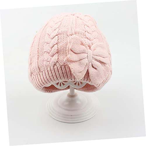 Baby Bow Knitted Beanie Hat for Girls Gentle Wool Knit Cap Warm Infant Winter Hat Cute Bowknot Design for Newborns and Toddlers Pink4