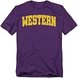 LOGOVISION Western Illinois University School Name Arch Unisex Adult T Shirt, Purple, Large