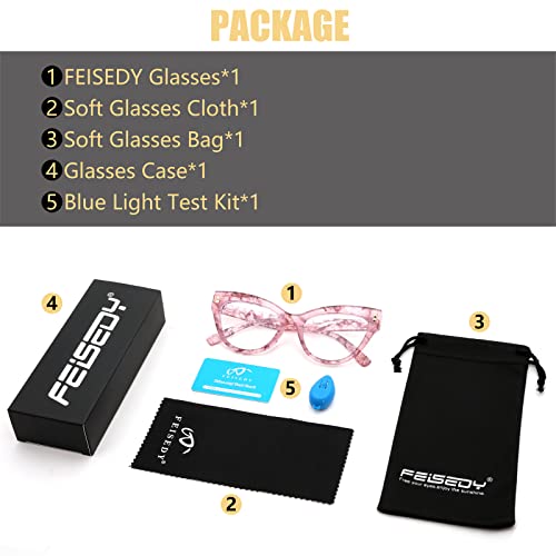 Image of FEISEDY Women Oversized Blue Light Blocking Computer Glasses Fake Nerd Cat Eye Glasses Frame Anti Eyestrain B2323