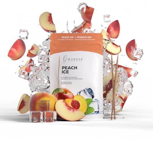 Wunder Stuzzicadenti - In 8 rinfrescanti varietà - Stuzzicadenti aromatizzati - Stuzzicadenti Pesca/Ice - contro l’alitosi - freschezza del respiro - Igiene Dentale - 100 Pezzi (Refill)