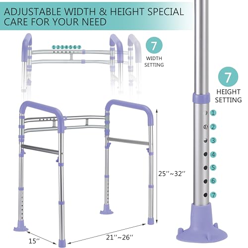 Image of Lianjindun Toilet Safety Rails (350 lb), Adjustable Toilet Frame for Elderly, Seniors, Handicap & Disabled, Foldable Handicap Toilet Handles Fit Any Toilets(Purple)