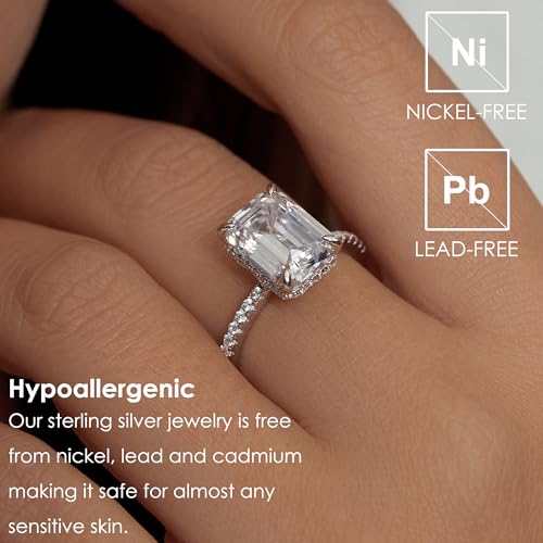 Michooyel 4ct Emerald Cut Cubic Zirconia Engagement Rings For Women D Color VVS Wedding Ring Promise Ring Sterling Silver Women's Ring2