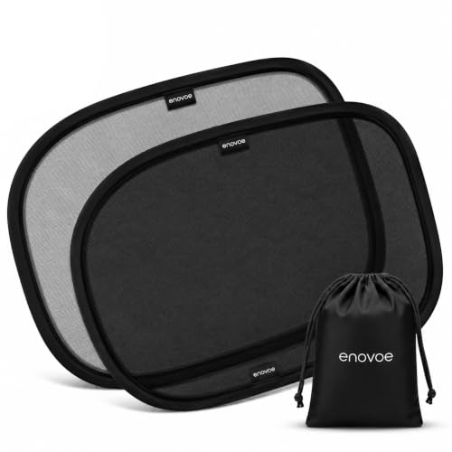 Enovoe Car Window Shades for Baby (4 Pack) - 21x14 - Sun Shade Blocker Cling - Glare Shield and UV Rays Protection for Your Child - Side Windows Screens for SUV- Mesh Window Shades for Car Baby