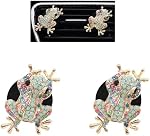 ORIESSE Frog Car Decor,2pcs Tree Frog Car Air Freshener Vent Clips,Cute Dashboard Decorations for Women Teens,Refillable Outlet Diffusers,Alloy Coloful Rhinestones Charm