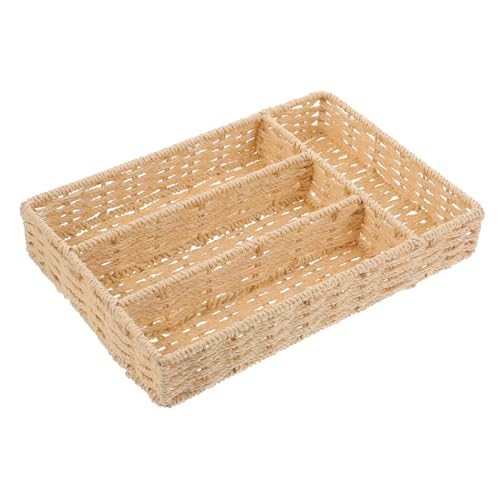 Garneck Panier De Rangement Boîtes à Vaisselle à Tiroirs Accessoire De Cuisine Fourniture D'ustensiles. Organisateur De Couverts Panier à Couverts Tressé Beige Corde De Papier