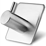 Generisch Selbstklebende Handtuchhaken aus Edelstahl, 4-teiliges Set, Chrom, Rostfrei, Wandmontage ohne Bohren für Bad und Küche, Quadratische Bademantelhaken (silber)