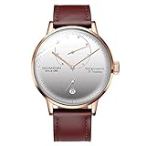 30 m wasserdichtes Design, perfekt für alle Arten von geschäftlichen, Freizeit-, Innen- und Outdoor-Aktivitäten und den täglichen Gebrauch. Von Hand reinigen, resistent gegen Wasserspritzer. Komfortabler Sitz, sodass Sie die Uhr nicht regelmäßig abnehmen müssen. Das schlichte Design spiegelt Ihren exquisiten Geschmack wieder.