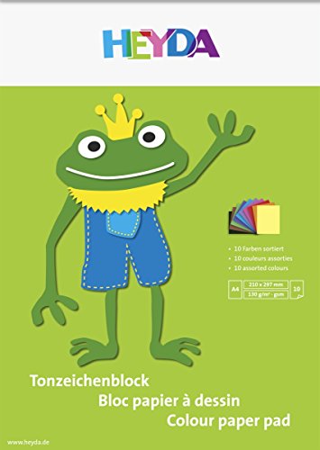 Heyda 2047125 Tonzeichenblock (A4, 130 g / m², 10 sheets) 10 colors, in 10 Farben sortiert, A4 130g/m² 20 Blatt - Image 2