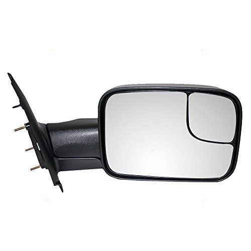 Brock Replacement Passenger Manual Side Tow Mirror 7x10 Flip-Up Textured Black Compatible with 2002-2008 1500 2003-2009 2500 2003-2010 3500 Pickup Truck 55077492AN