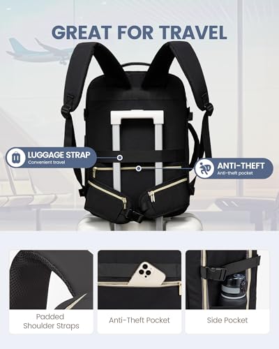 Image of LOVEVOOK 40L Travel Backpack with Waist Strap,Flight Approved Carry on Backpack,Waterproof Personal Item Travel Bag,TSA Carry on Luggage Suitcase Travel Essentials,Gifts for Women & Men,fit 17 inch Laptop